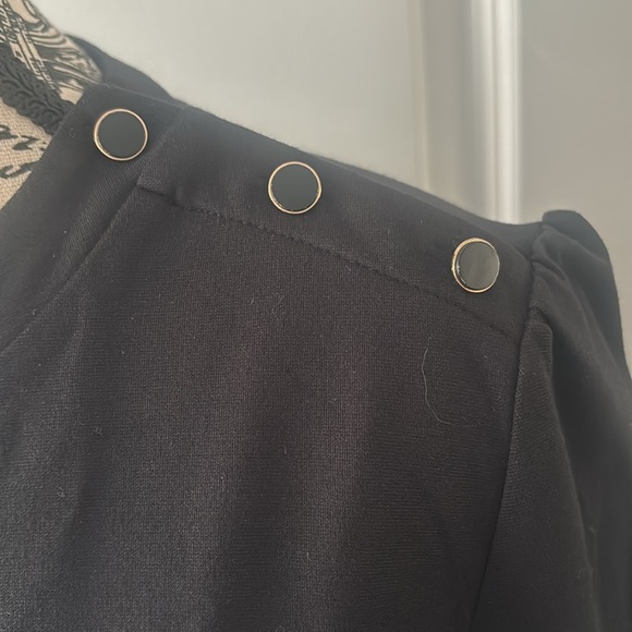 Ann Taylor Button Trim Ponte Flare Dress Black Women's - Picture 4 of 7